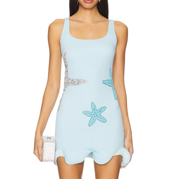 NEW Leslie Amon Starfish Mini Dress in Light Blue Medium M - Picture 1 of 5